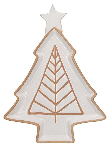Kameninový tanier Beige Christmas Tree scandi