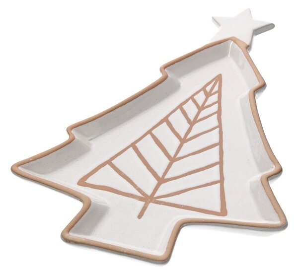 Kameninový tanier Beige Christmas Tree scandi