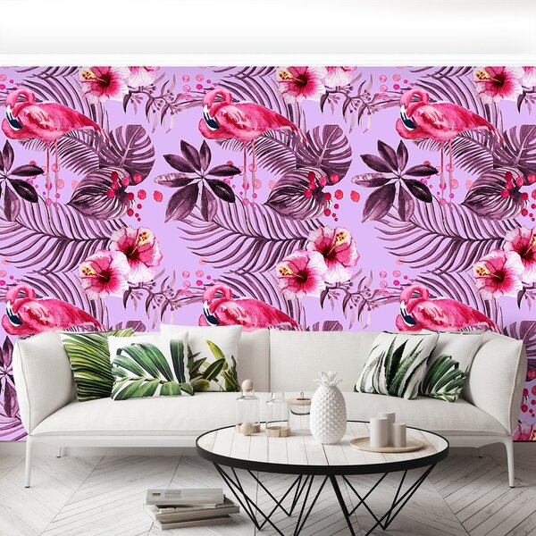 Fototapeta Vliesová Plameniaky listy 104x70 cm