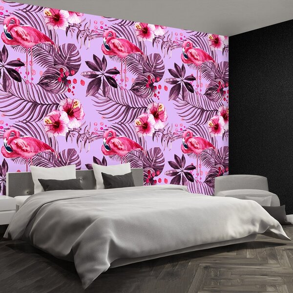 Fototapeta Vliesová Plameniaky listy 104x70 cm