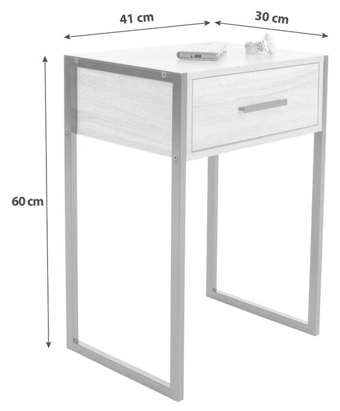 NOČNÝ STOLÍK, čierna, biela, 41/60/30 cm Livetastic - Online Only spálne, Online Only