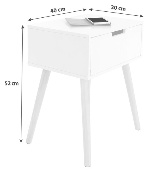 NOČNÝ STOLÍK, borovica, prírodná farba, biela, 40/52/30 cm Ondega - Online Only spálne, Online Only
