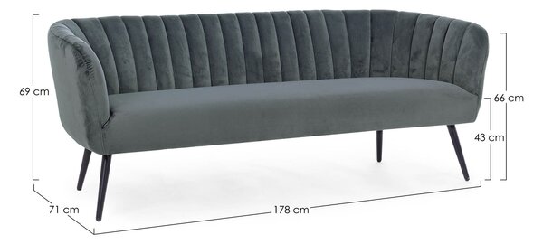 MUZZA Trojmiestna pohovka avril sivá 178 x 71 x 69