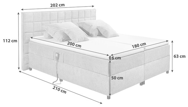 BOXSPRINGOVÁ POSTEĽ, 180/200 cm, svetlosivá MID.YOU - Online Only spálne, Online Only