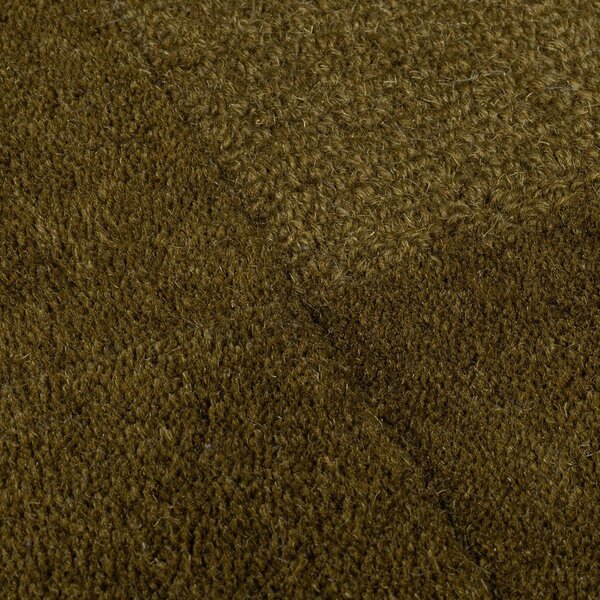 Kaki ručne tkaný vlnený behúň 60x230 cm Checkerboard – Flair Rugs