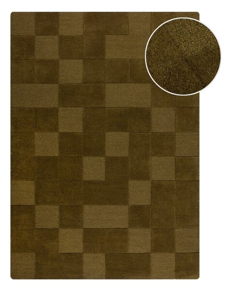 Kaki ručne tkaný vlnený koberec 200x290 cm Checkerboard – Flair Rugs