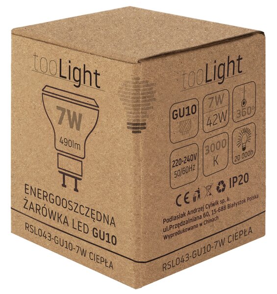 Toolight LED žiarovka studená LED RSL043 GU10 7W Warm