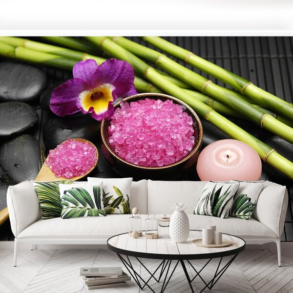 Fototapeta Vliesová Zenový kameň orchideí 250x104 cm