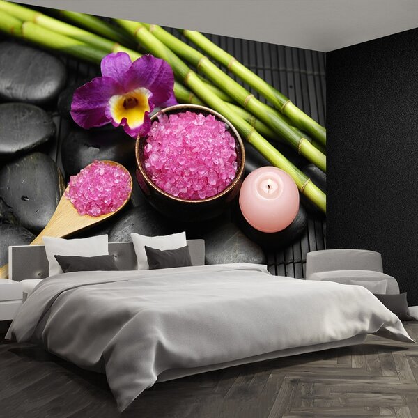 Fototapeta Vliesová Zenový kameň orchideí 250x104 cm