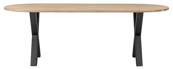 MUZZA Oválny jedálenský stôl tablo 220 x 90 cm nohy do tvaru X dubový
