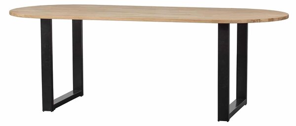 MUZZA Oválny jedálenský stôl tablo 220 x 90 cm nohy do tvaru U dubový