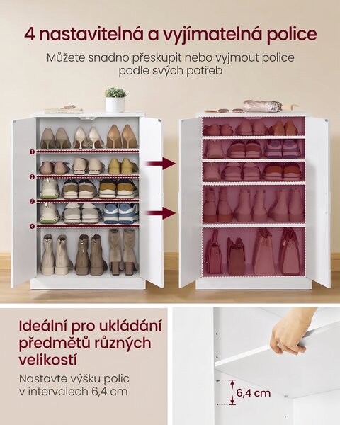 SONGMICS Botník Vasagle Uno 60 cm bílý