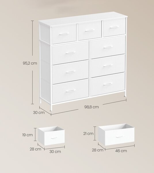 SONGMICS Komoda s látkovými zásuvkami Vasagle Busman 99 cm biela