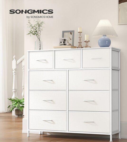 SONGMICS Komoda s látkovými zásuvkami Vasagle Busman 99 cm biela