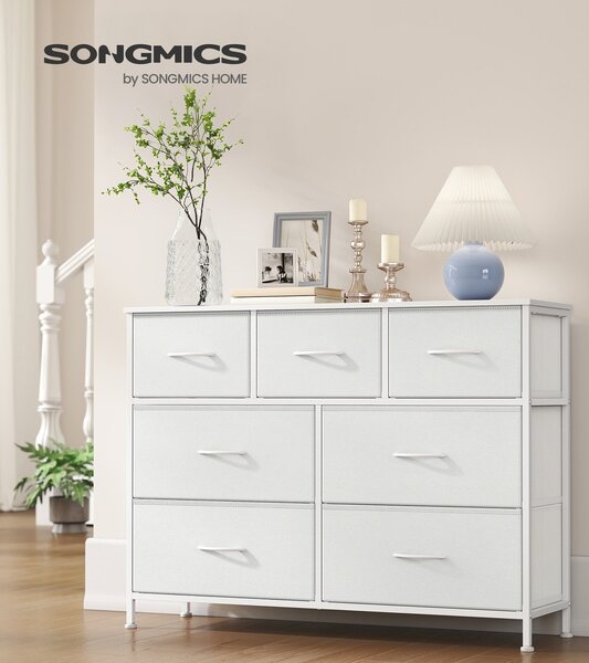 SONGMICS Komoda s látkovými zásuvkami Vasagle Busman 99 cm biela