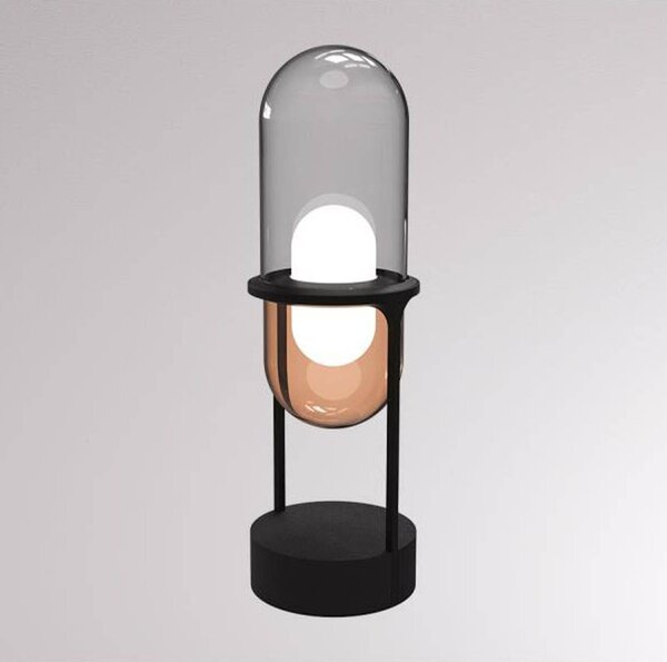 Pille stolová LED lampa sivá/medená