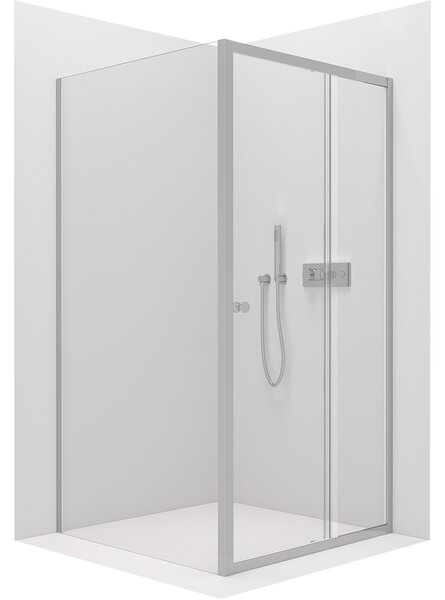 CERANO - Sprchovací kút Varone L/P - chróm, transparentné sklo - 140x100 cm - posuvný