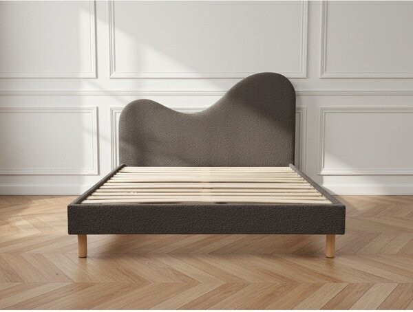 Hnedá čalúnená čalúnená dvojlôžková posteľ s roštom 180x200 cm Celina – Bobochic Paris