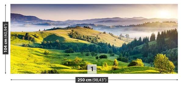 Fototapeta Vliesová Západ slnka hory 250x104 cm
