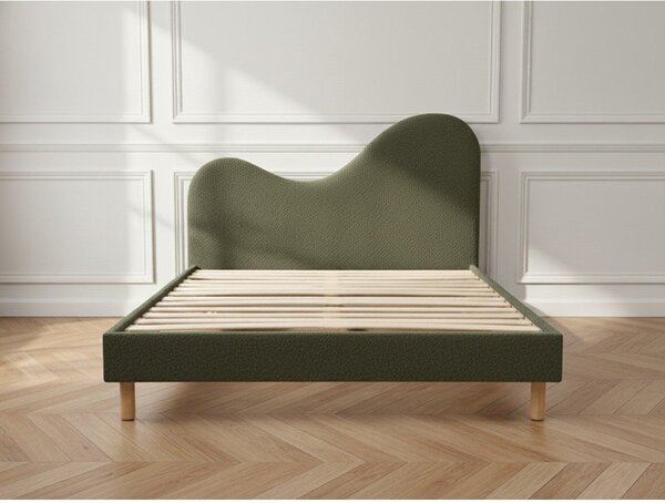 Zelená čalúnená čalúnená dvojlôžková posteľ s roštom 180x200 cm Celina – Bobochic Paris