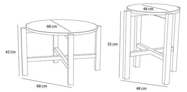 Okrúhle konferenčné stolíky v súprave 2 ks v dekore duba v prírodnej farbe ø 68 cm Four – Hübsch