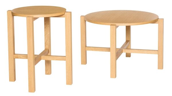 Okrúhle konferenčné stolíky v súprave 2 ks v dekore duba v prírodnej farbe ø 68 cm Four – Hübsch