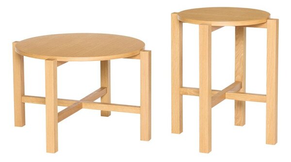 Okrúhle konferenčné stolíky v súprave 2 ks v dekore duba v prírodnej farbe ø 68 cm Four – Hübsch