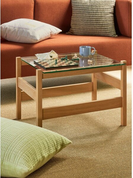 Konferenčný stolík so sklenenou doskou v prírodnej farbe 52x66 cm Ledge – Hübsch