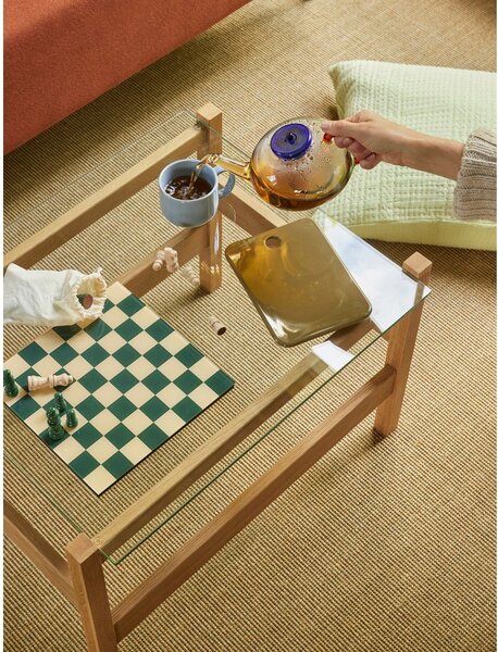 Konferenčný stolík so sklenenou doskou v prírodnej farbe 52x66 cm Ledge – Hübsch