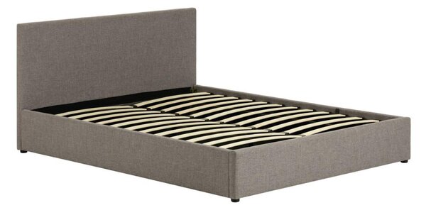 Sivá čalúnená dvojlôžková posteľ s úložným priestorom s roštom 180x200 cm Nahiri – Kave Home
