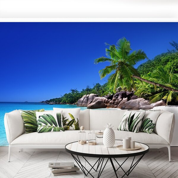 Fototapeta Vliesová Seychelská pláž 250x104 cm