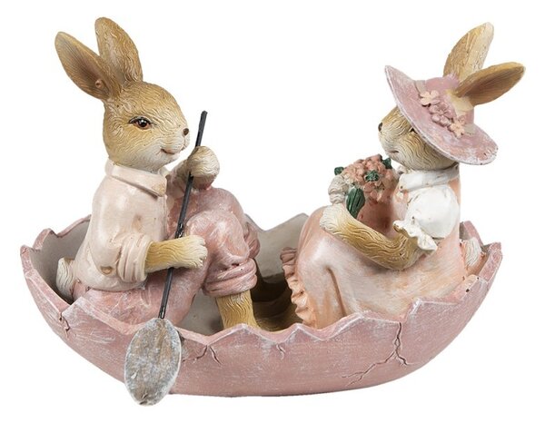 Dekorácie Zajačikovia na lodičke - 13*9*10 cm