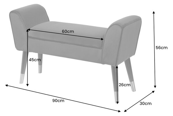 Dizajnová lavica Dafina 90 cm sivý zamat