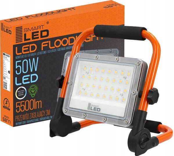 Smart LED LED reflektor so sklopným stojanom 50W 5500Lm 5000K IP65