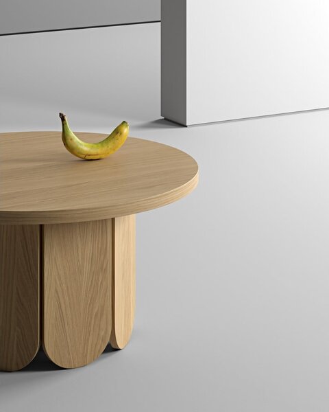 Okrúhly konferenčný stolík s doskou v dubovom dekore v prírodnej farbe 78x78 cm Soft - Woodman
