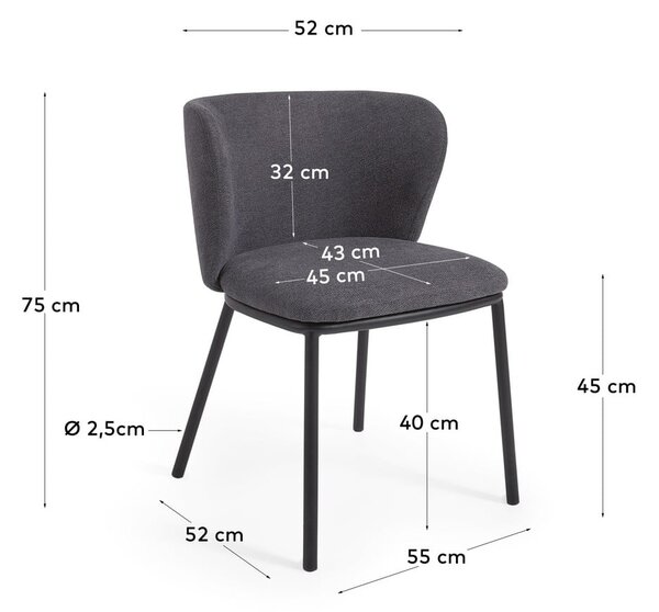 Tmavosivá jedálenská stolička Ciselia – Kave Home