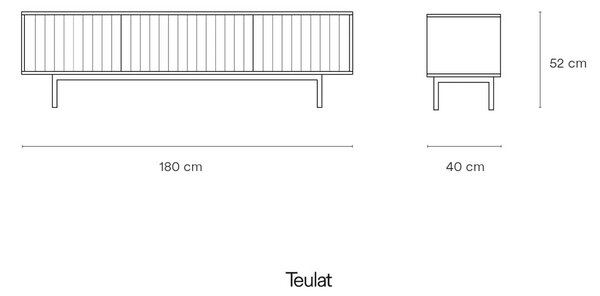 Sivý TV stolík 180x52 cm Sierra – Teulat