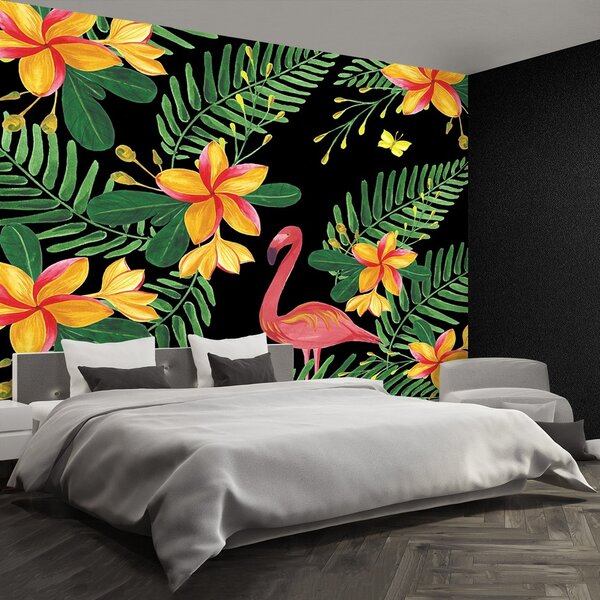 Fototapeta Vliesová Flamingos kvety 104x70 cm