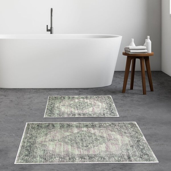 Zeleno-sivé kúpeľňové predložky v súprave 2 ks 60x100 cm – Foutastic