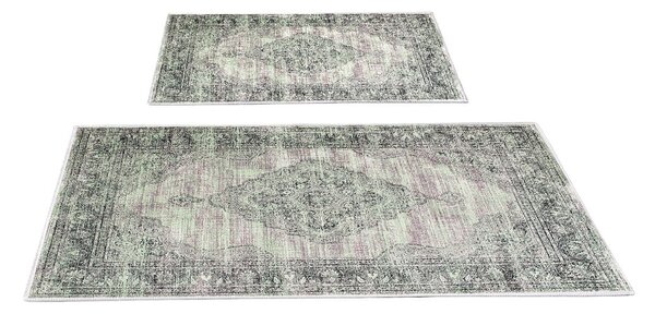 Zeleno-sivé kúpeľňové predložky v súprave 2 ks 60x100 cm – Foutastic