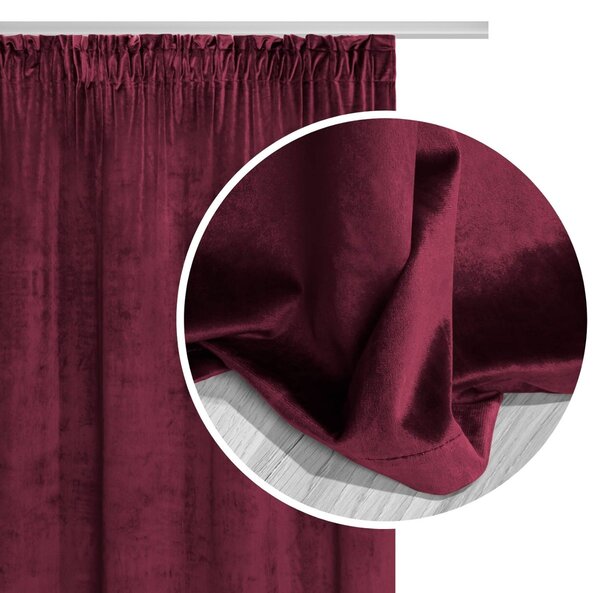 Velúrový záves SOFT VELVET bordový na riasiacu pásku Rozmer: 140x270 cm