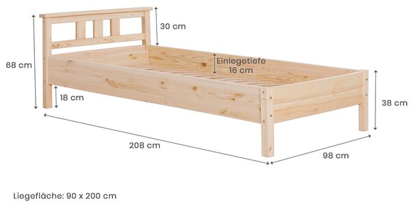 POSTEĽ, 90/200 cm farba borovice MID.YOU - Online Only spálne, Online Only