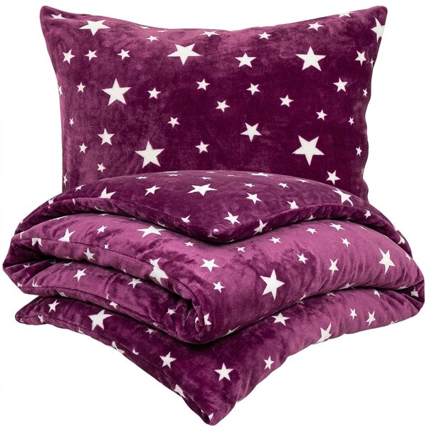 4Home Obliečky mikroflanel Stars violet, 140 x 200 cm, 70 x 90 cm