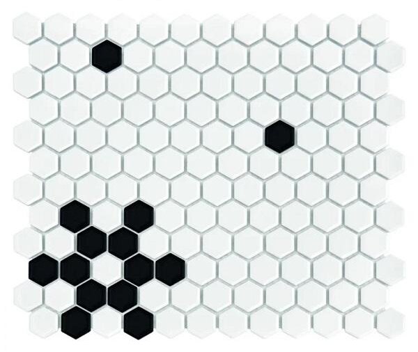 Dunin - Mini Hexagon B&W Snow Keramická mozaika DUNIN (26 x 30 cm / 1 ks)