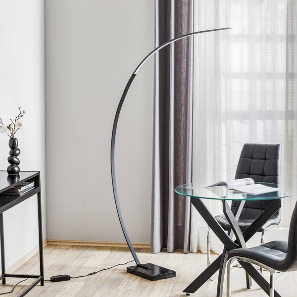Trio Lighting Oblúková stojaca LED lampa Bangkok, čierna matná, Čierna, Obývacia izba / jedáleň, kov, Moderný, Oblúková stojaca lampa