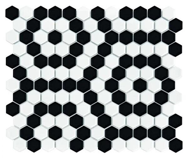 Dunin - Mini Hexagon B&W Nano Keramická mozaika DUNIN (26 x 30 cm / 1 ks)
