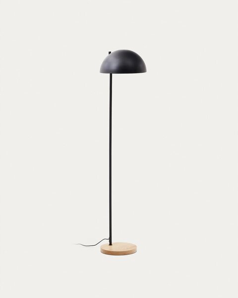 Čierna/v prírodnej farbe stojacia lampa s kovovým tienidlom (výška 150 cm) Catlar – Kave Home