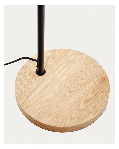 Čierna/v prírodnej farbe stojacia lampa s kovovým tienidlom (výška 150 cm) Catlar – Kave Home