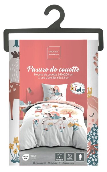 Biele/ružové bavlnené detské obliečky na jednolôžko 140x200 cm Lilibelle – douceur d'intérieur