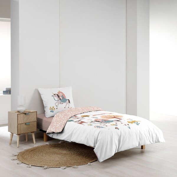 Biele/ružové bavlnené detské obliečky na jednolôžko 140x200 cm Lilibelle – douceur d'intérieur